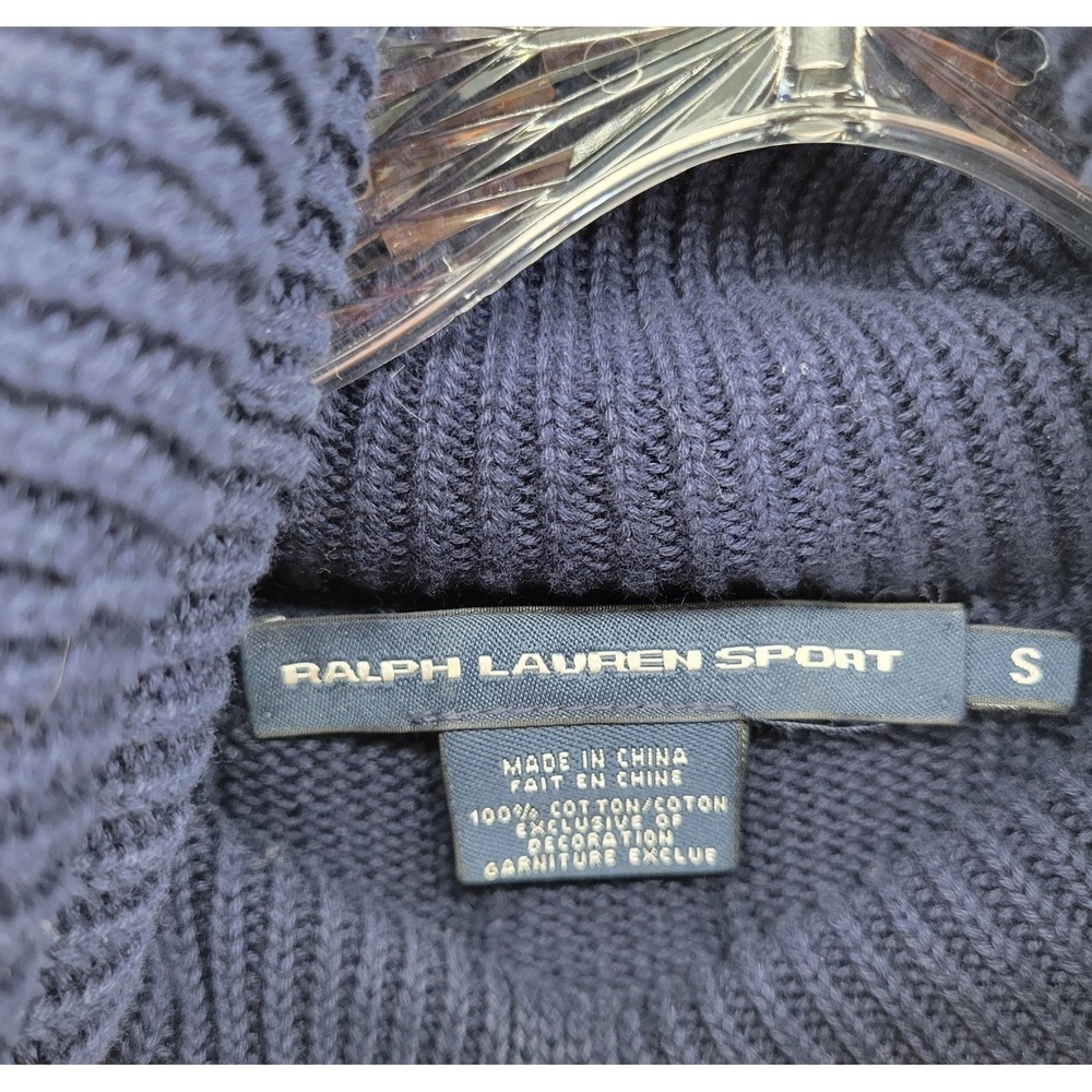 Ralph Lauren Sport Womens Navy Blue Cable Knit Turtleneck Cotton Sweater Dress S - Picture 3 of 10
